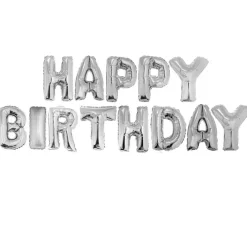 Air Filled Silver "Happy Birthday" Mylar Balloon Banner | 1ct