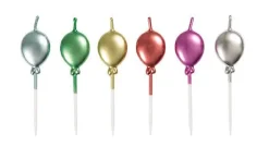 Assorted Metallic Birthday Balloon Candle Pack | 6ct