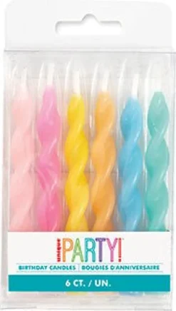 Assorted Molded Spiral Candle | 6ct