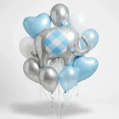 Baby Blue Elephant Balloon Bouquet | 14pc