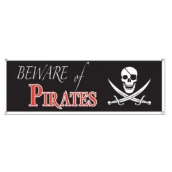 Beware Pirates Sign Banner 5' x 21" | 1 ct