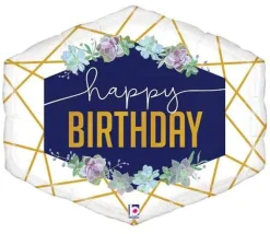 Birthday Geo Navy Supershape Balloon 30" | 1ct.
