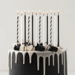 Black & White Tall Birthday Candles 5.5in | 12ct