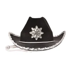 Black Felt Cowgirl Hat w/Gemstones | 1ct