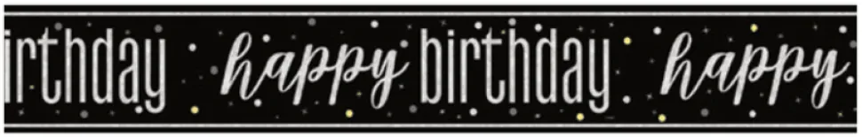 Black Happy Birthday Banner 9ft | 1ct