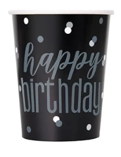 Black Happy Birthday Cup 9oz | 8ct