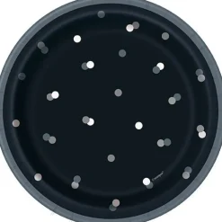 Black Happy Birthday Plate 7in | 8ct
