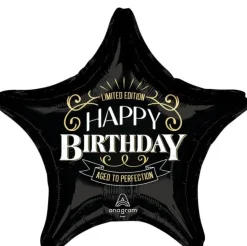 Black Star Happy Birthday Aged To Perfection Supershape Balloon 28" | 1ct