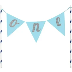 Blue One Pennant Cake Topper