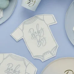 Blue Baby Boy Onesie Shaped Luncheon Napkins | 16ct