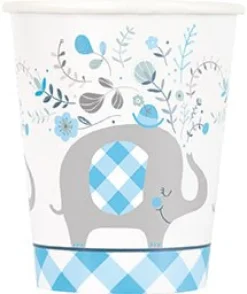 Blue Floral Elephant Cup 9oz | 8ct