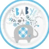 Blue Floral Elephant Round Plate 9in | 8ct