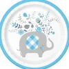 Blue Floral Elephant Round Plates 7in | 8ct