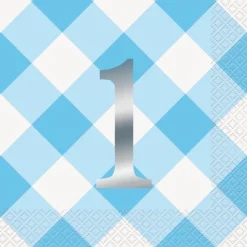 Blue Gingham Lunch Napkins | 16ct