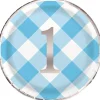 Blue Gingham Round Plate 9in | 8ct