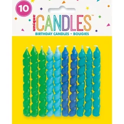 Blue/Green Spiral Birthday Candles | 10ct