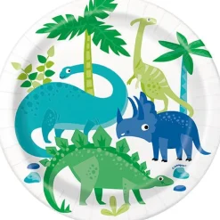 Blue/Green Dinosaur Plate 7in | 8ct