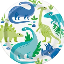 Blue/Green Dinosaur Plate 9in | 8ct