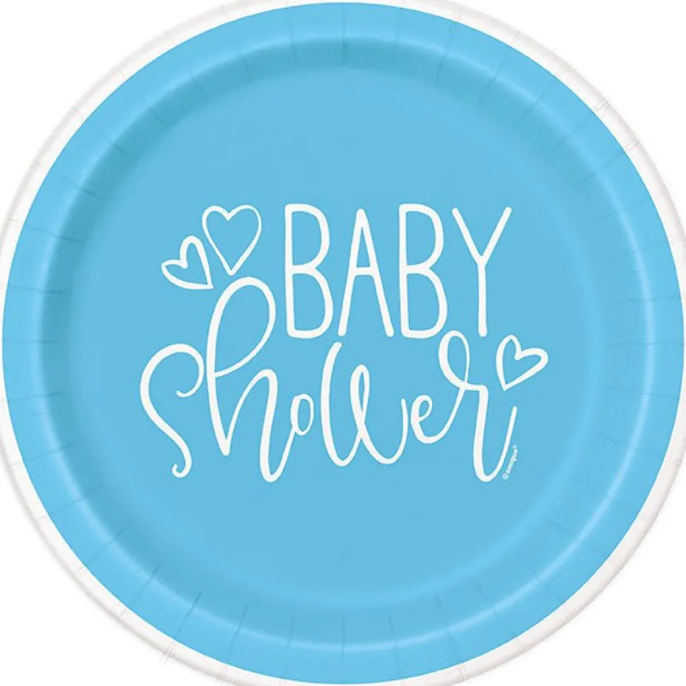 Blue Hearts Baby Round Plate 9in | 8ct