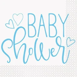 Blue Hearts Baby Shower Lunch Napkins | 16ct