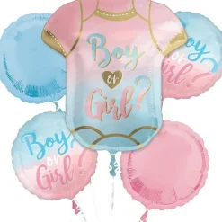 Boy or Girl Gender Reveal Foil Balloon Bouquet | 5 pcs