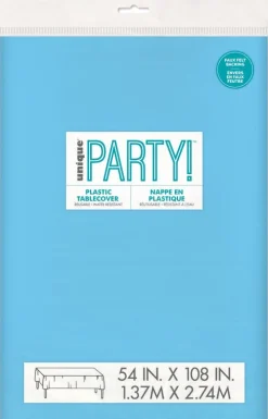 Caribbean Blue Plastic Table Cover – 54 in x 108 in | 1 ct