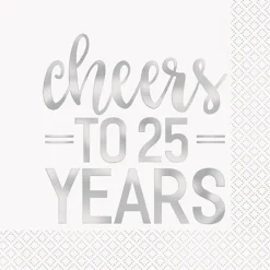 Cheers To 25 Years Foil Lunch Napkins | 16ct