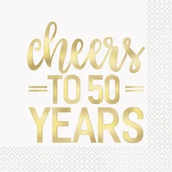 Cheers To 50 Years Foil Lunch Napkins | 16ct