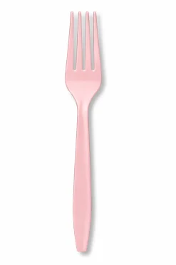 Classic Pink Plastic Forks | 24ct