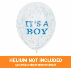 Clear W/ Blue Confetti Balloon Pack 12in | 6ct