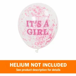Clear W/ Pink Confetti Balloon Pack 12in | 6ct