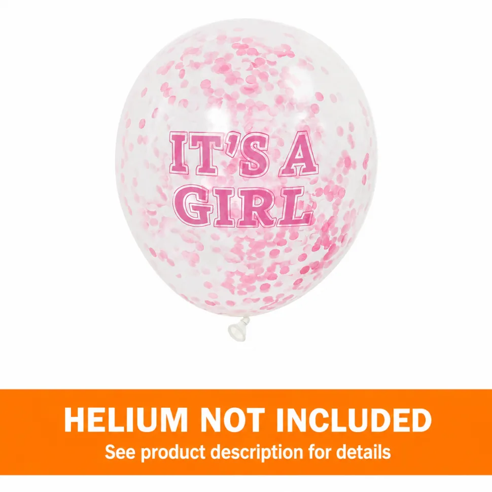 Clear W/ Pink Confetti Balloon Pack 12in | 6ct