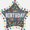 Confetti Burst Birthday Star Satin Supershape | 1ct