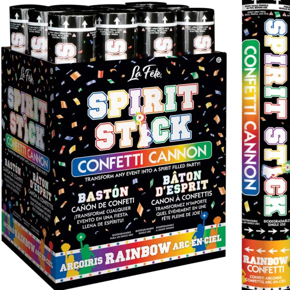 12" Confetti Spirit Stick Cannon Rainbow | 1ct