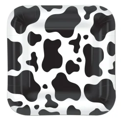 Cow Print Square Paper Plates 7" | 8ct