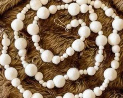 Cream & Gold/w Beads Pompom Garland 6ft | 1ct