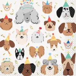 Dog Foil Paw Party Lunch Napkins | 16ct