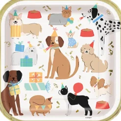 Dog Paw Party Square Plate 9in | 8ct