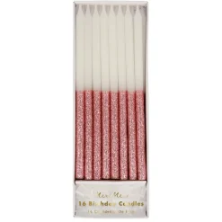 Dusky Pink Glitter Dipped Candles | 16ct