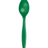 Emerald Green Plastic Spoons | 24ct