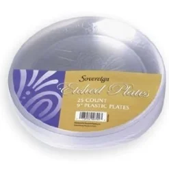 Etched 9in Plastic Plates | 25ct