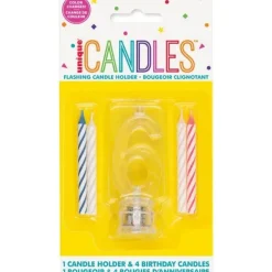 Flashing Candle Holder W/Birthday Candles #6 | 1ct