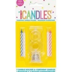 Flashing Candle Holder W/Birthday Candles #8 | 1ct