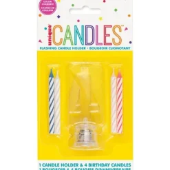 Flashing Candle Holder W/Birthday Candles #4 | 1ct
