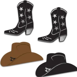 Foil Cowboy Hat & Boot Silhouettes | 4ct