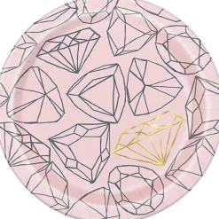 Foil Pink Diamond Bachelorette Plate 7in | 8ct