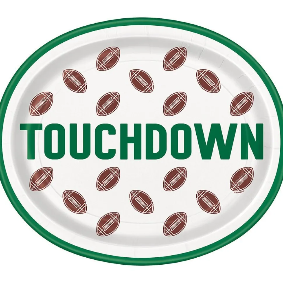 Football Touchdown Oval Plate 12in | 8ct