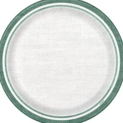 Fresh Greens Botanical Stripe Paper Plates 9" | 8ct