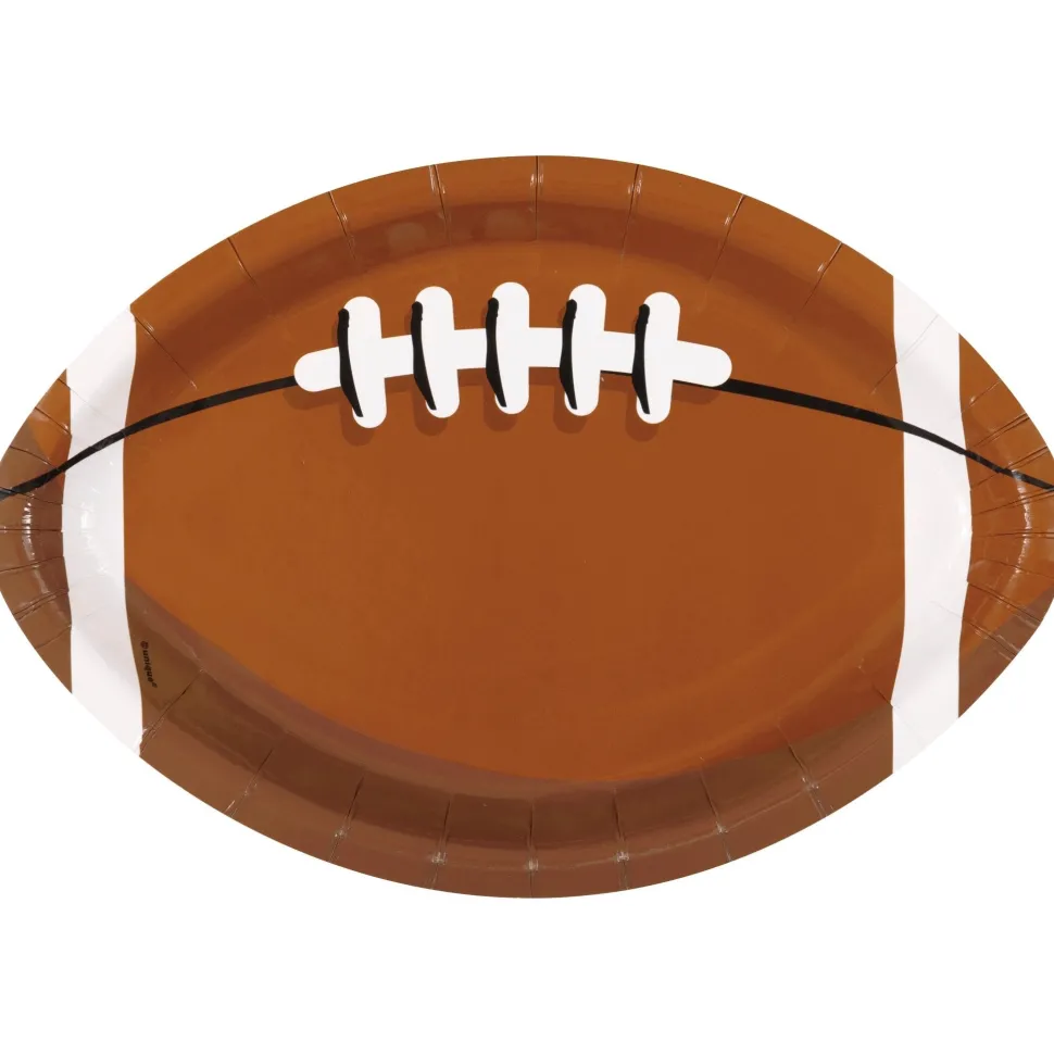 Game Face Football Shaped Plate 9in | 8ct