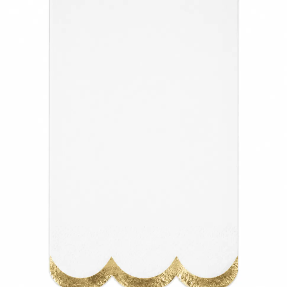 Glitter Scallop Edge Golden Garden Party Napkins | 16ct